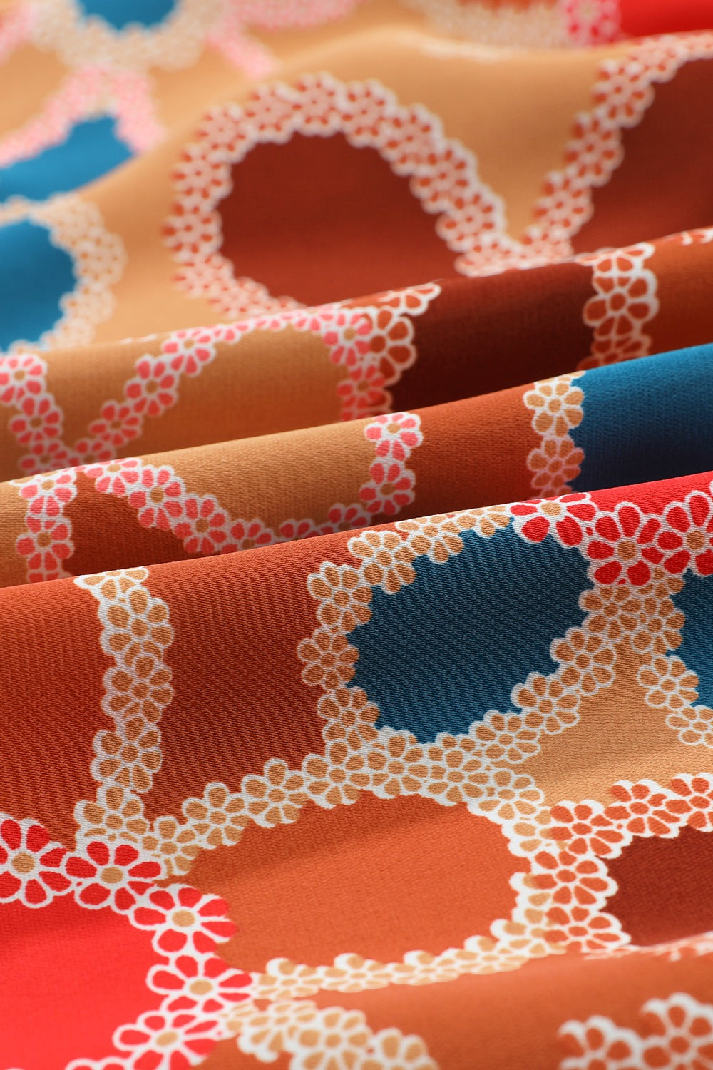 Blusa de media manga con escote en V y estampado fruncido