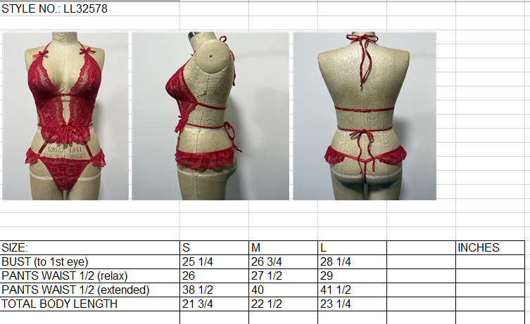 Ladies Red Sexy Lace Corset with Garter Set comes w/ Panty