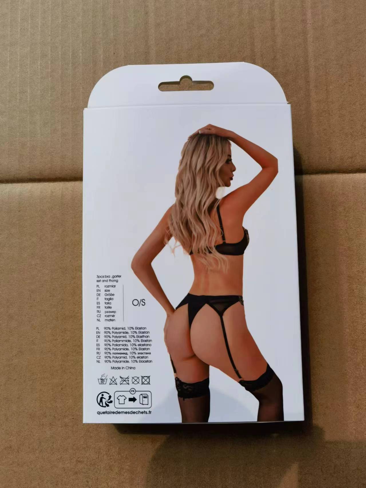 Ladies Black Sexy Fishnet cross front detail bodystocking w/ Garters (boxed)