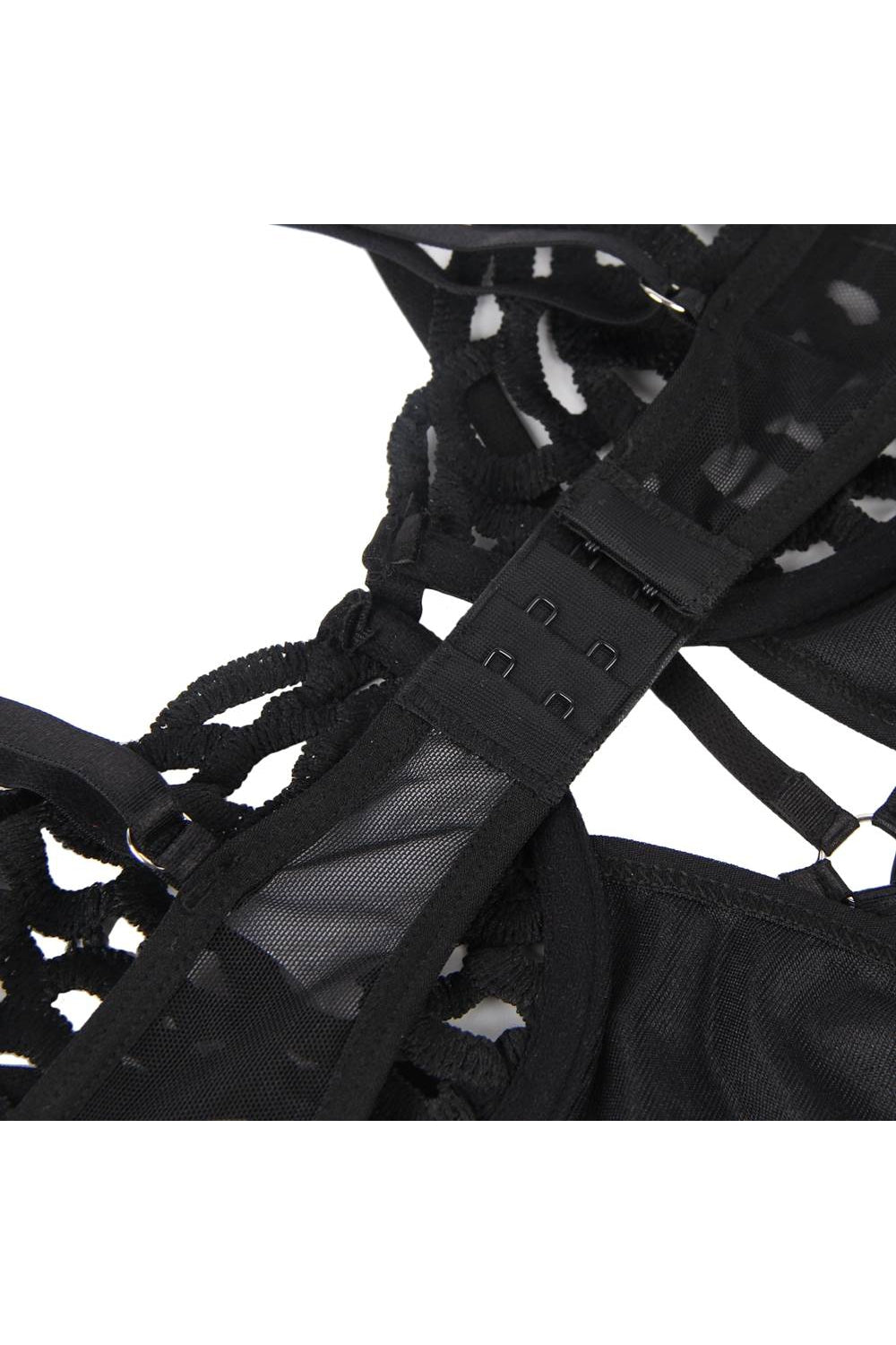 Body de satén de malla negra para dama