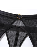 Ladies Sexy  Black Mesh Garter Set with Bra, Panty, Skirt & Choker
