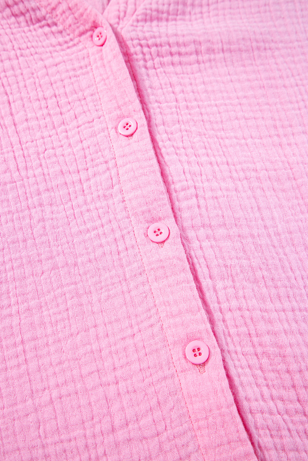 Barbie Pink  Puff Sleeve Crinkled Shirt