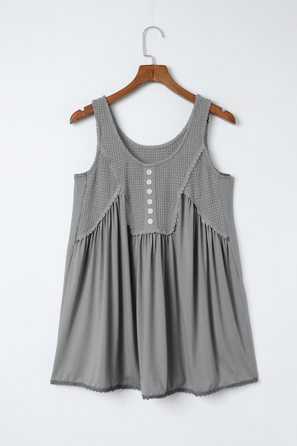 Thermal Knit Panel Babydoll Tank Top