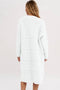 White Fringed Open Front Pocketed Long Cardigan