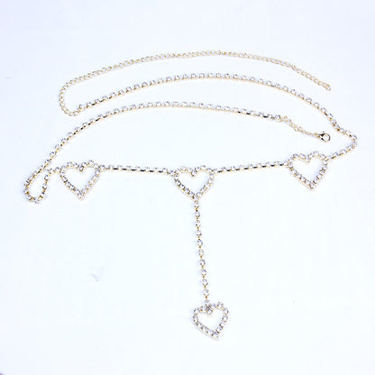 Rhinestone Heart-Shaped Waist Chain Body Cha Bridal Accessories Sexy Model Rhinestone Love Belt Ornament Accessories