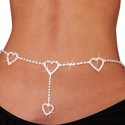 Rhinestone Heart-Shaped Waist Chain Body Cha Bridal Accessories Sexy Model Rhinestone Love Belt Ornament Accessories