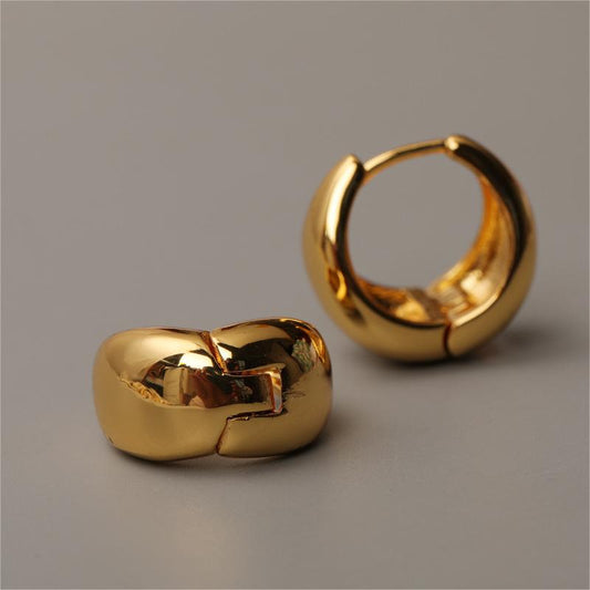 Fashion Modern Arc Brass Wide Hoop Metal Smooth Earrings