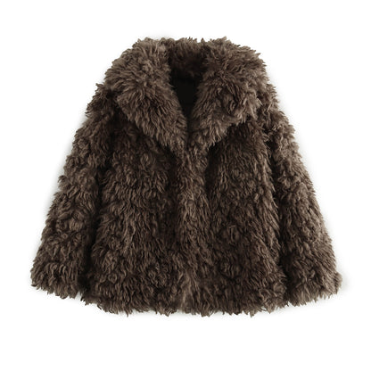 Women Clothing Autumn Winter Artificial Fur Effect Short Fur Coat Coat