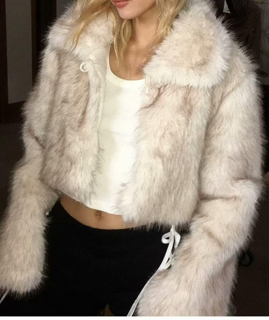 Ladies Faux White  Mink LikeShort Coat