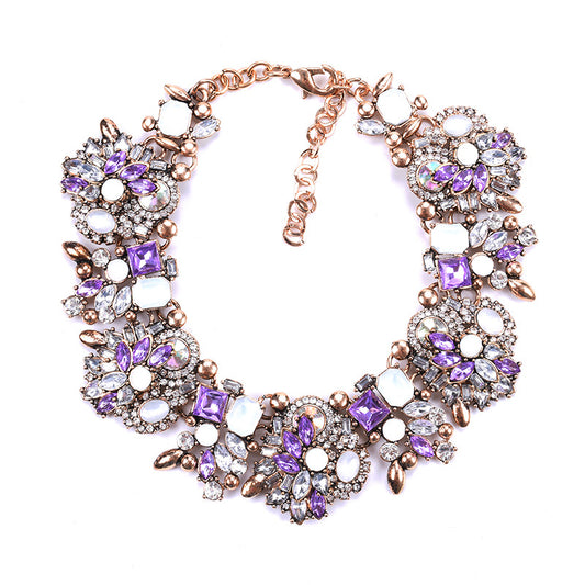 Sexy Chocker Faux Diamond  Floral Necklace