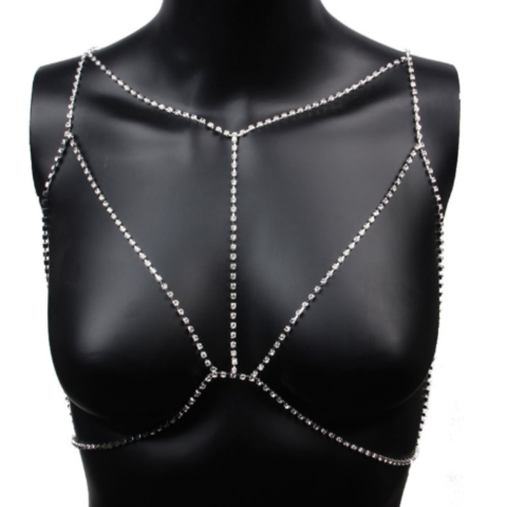 Rhinestone Bikini Bra Chain  Body Sexy  Necklace Accessories