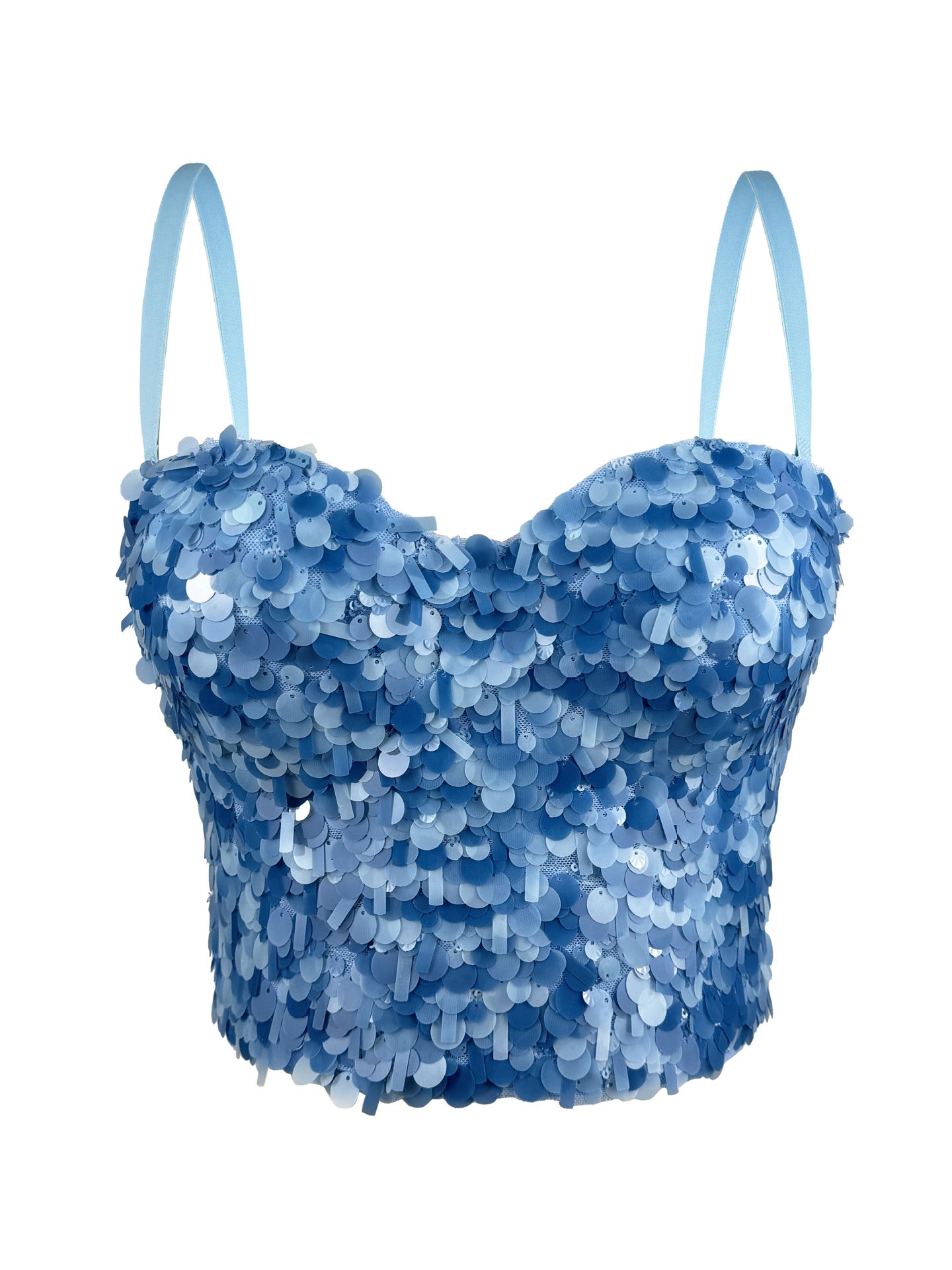 Sexy Sequin Colored Cropped Bustier with Boning with Molded Cup