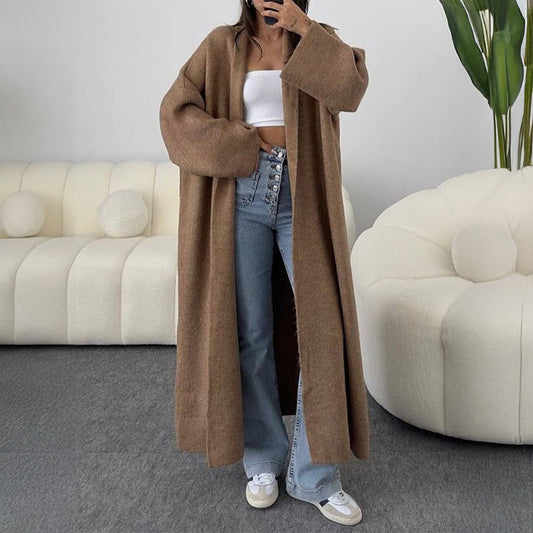 Long Sleeve  Oversized  Trench Coat Like  Sweaters