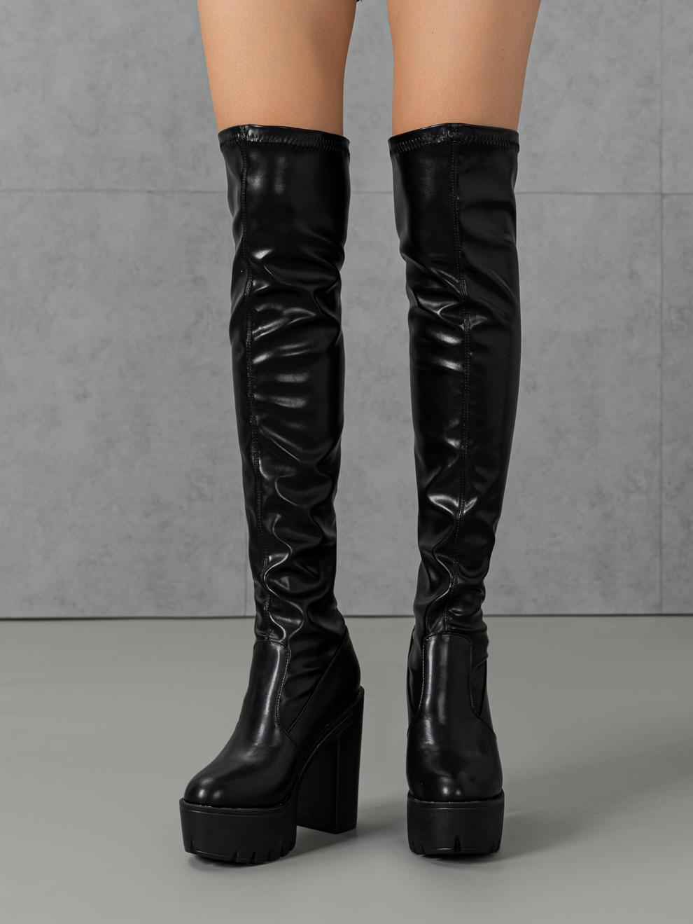 High Heel  Platform Ankle Boots Elastic over the Knee Slip-on  Boots