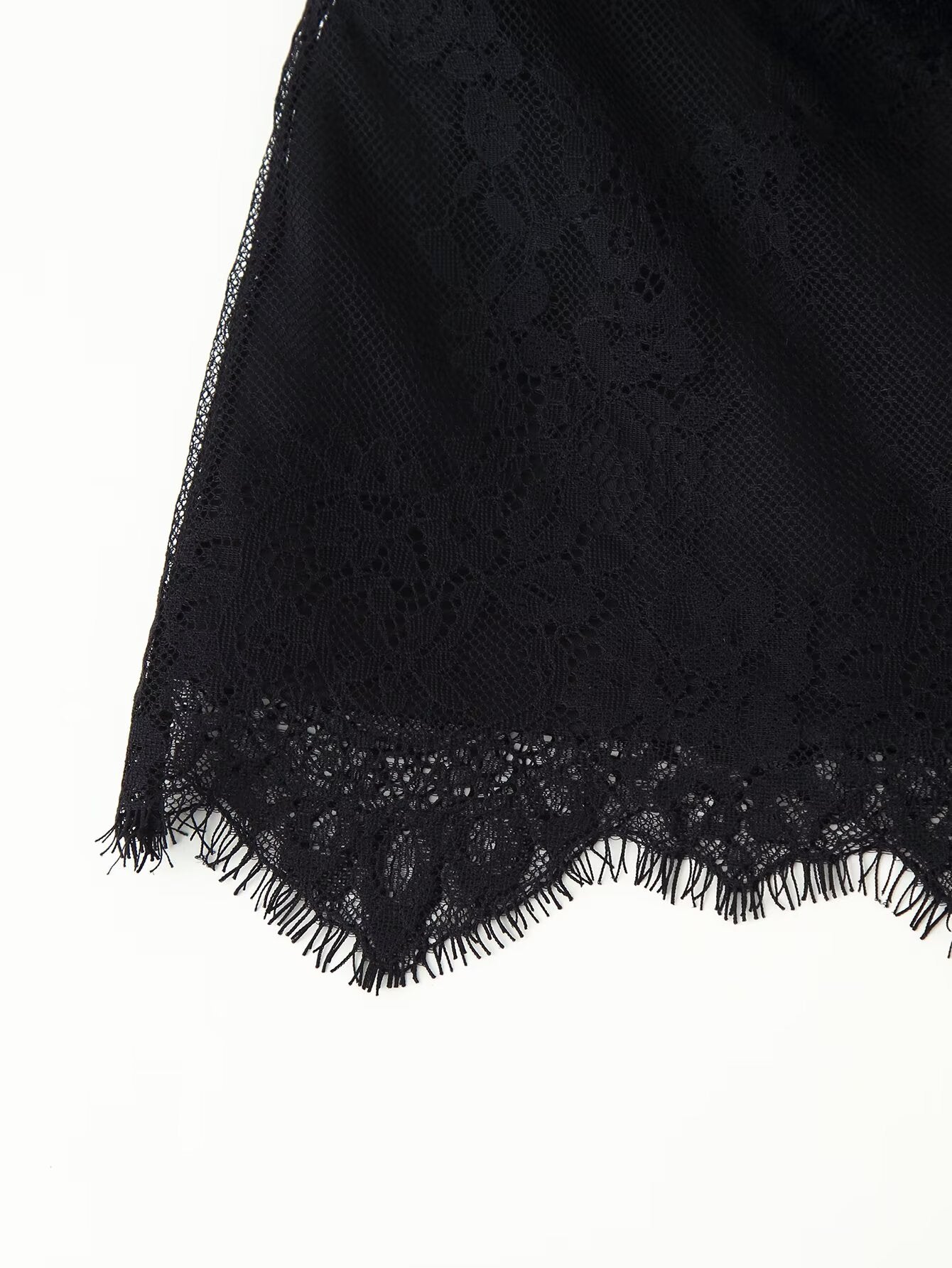 Black Sexy Patchwork Eyelash Lace  Bow Mini Skirt