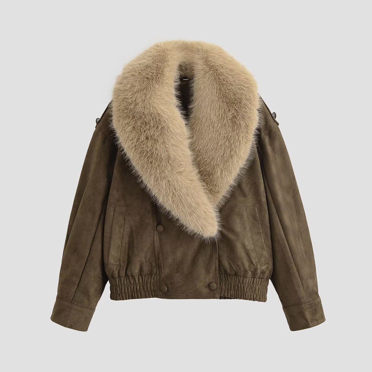Faux Fur Ultra Suede Bomber-like Jacket