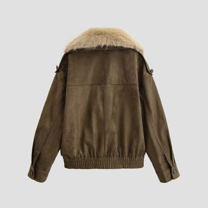 Faux Fur Ultra Suede Bomber-like Jacket