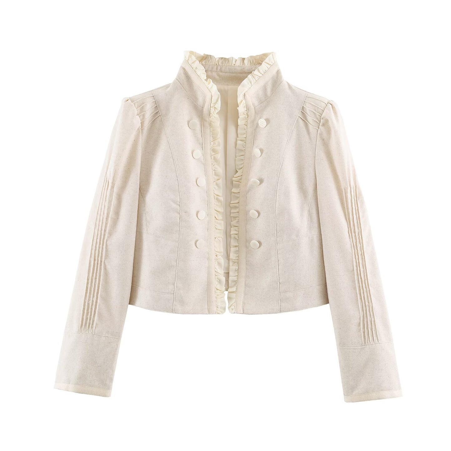 Off White Military Like jacket with Ruffle detail