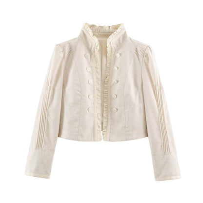 Off White Military Like jacket with Ruffle detail