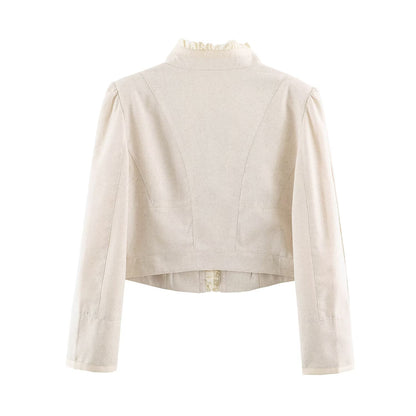 Off White Military Like jacket with Ruffle detail