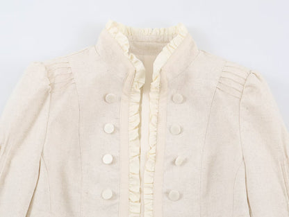 Off White Military Like jacket with Ruffle detail