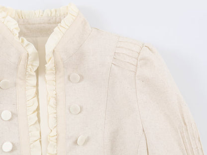 Off White Military Like jacket with Ruffle detail