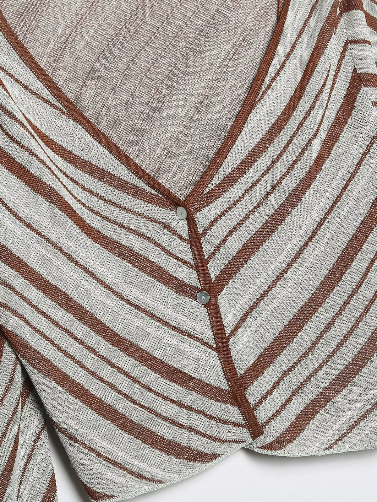 Cinnamin Colored Veritcal Striped Knitted Cardigan Top