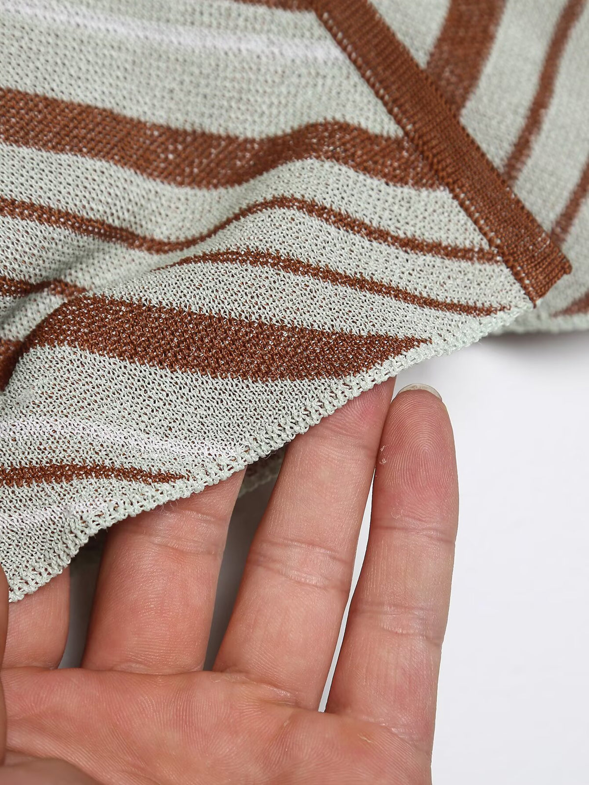 Cinnamin Colored Veritcal Striped Knitted Cardigan Top