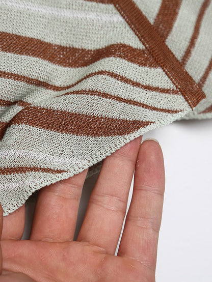 Cinnamin Colored Veritcal Striped Knitted Cardigan Top