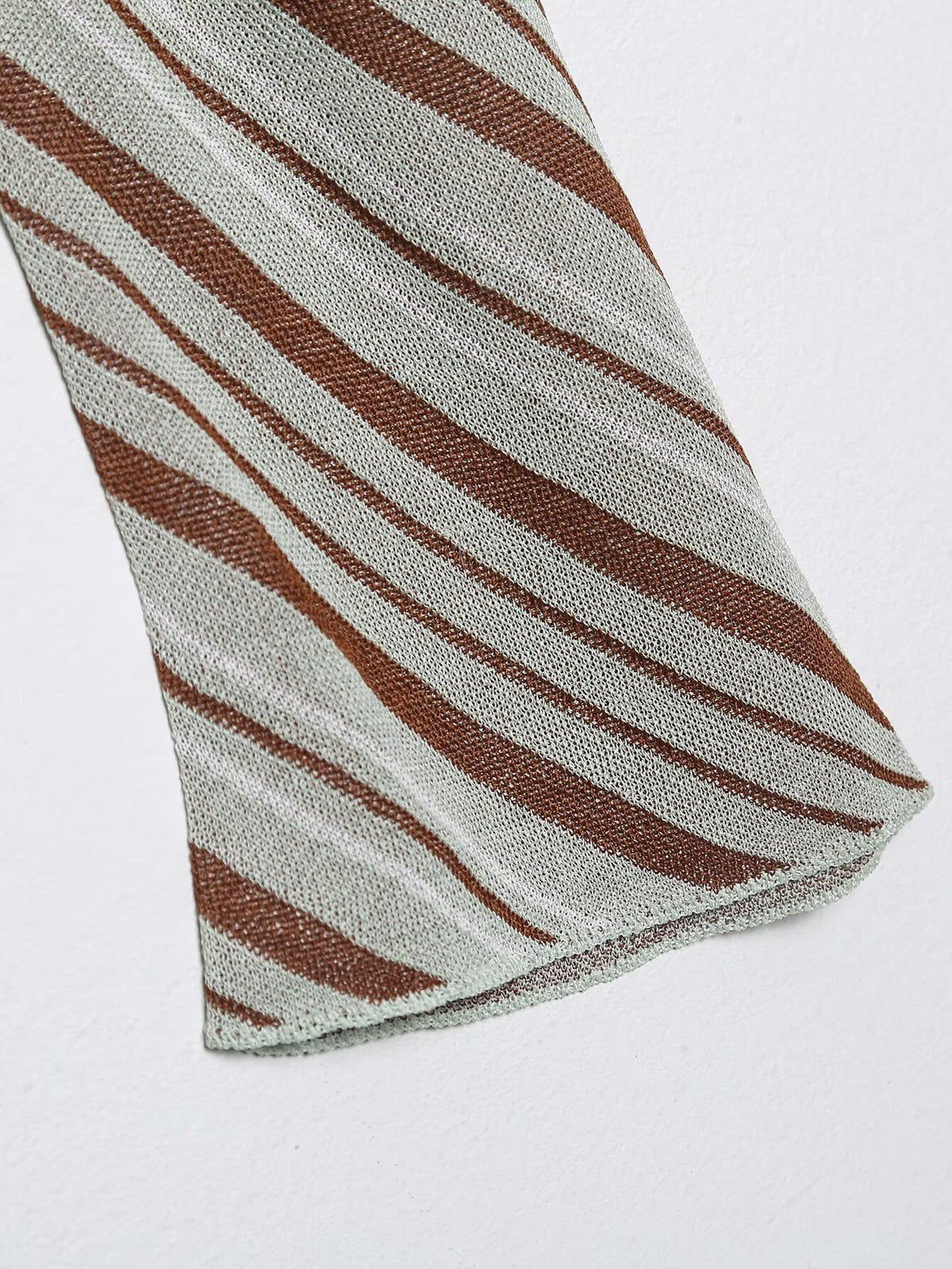 Cinnamin Colored Veritcal Striped Knitted Cardigan Top
