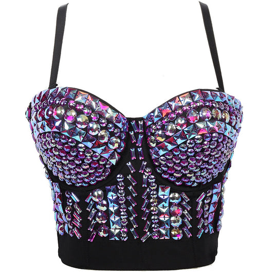 All Matching Tube Top Sexy Short Clothing Beaded Cropped Top Stage Performance Camisole