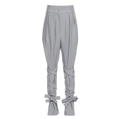 Baggy Pants Unique Cross Lace up  Straight Casual Pants