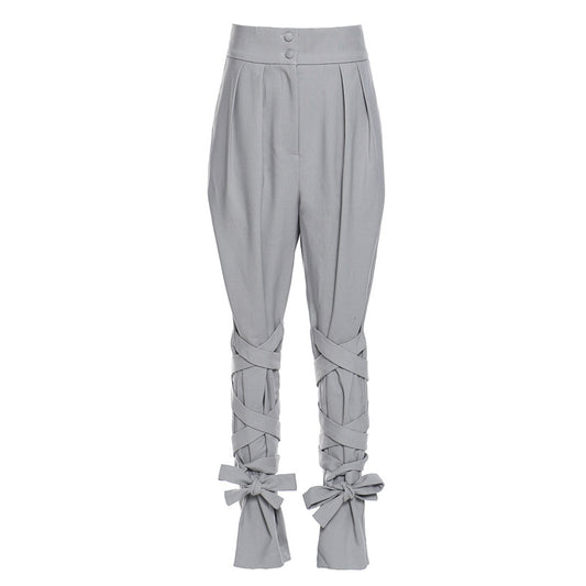 Baggy Pants Unique Cross Lace up  Straight Casual Pants