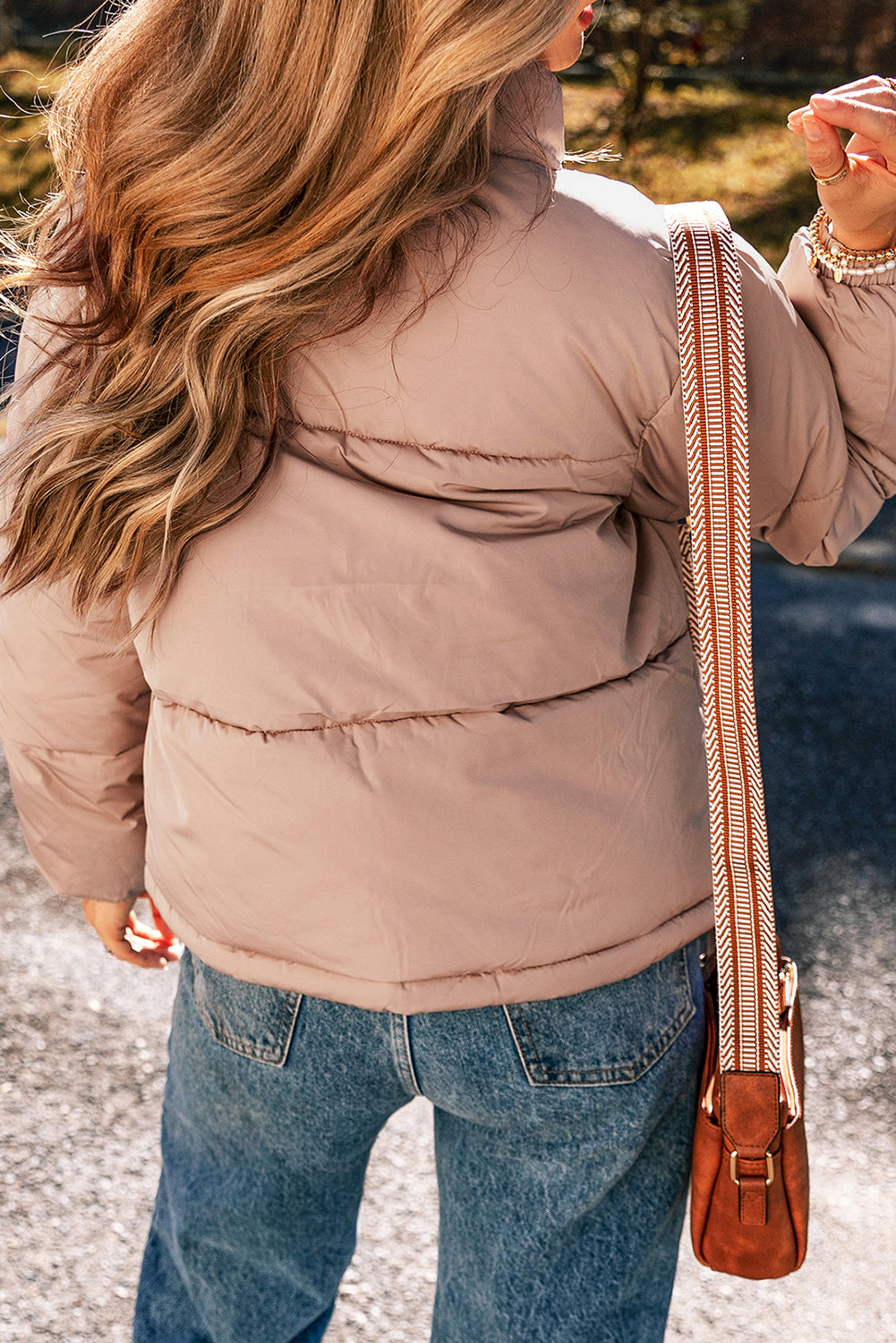 Dusty  Pink Full Zipper Quilted Puffer Jacket