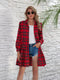 Ruffle Hem Plaid Button Down Long Sleeve Dress