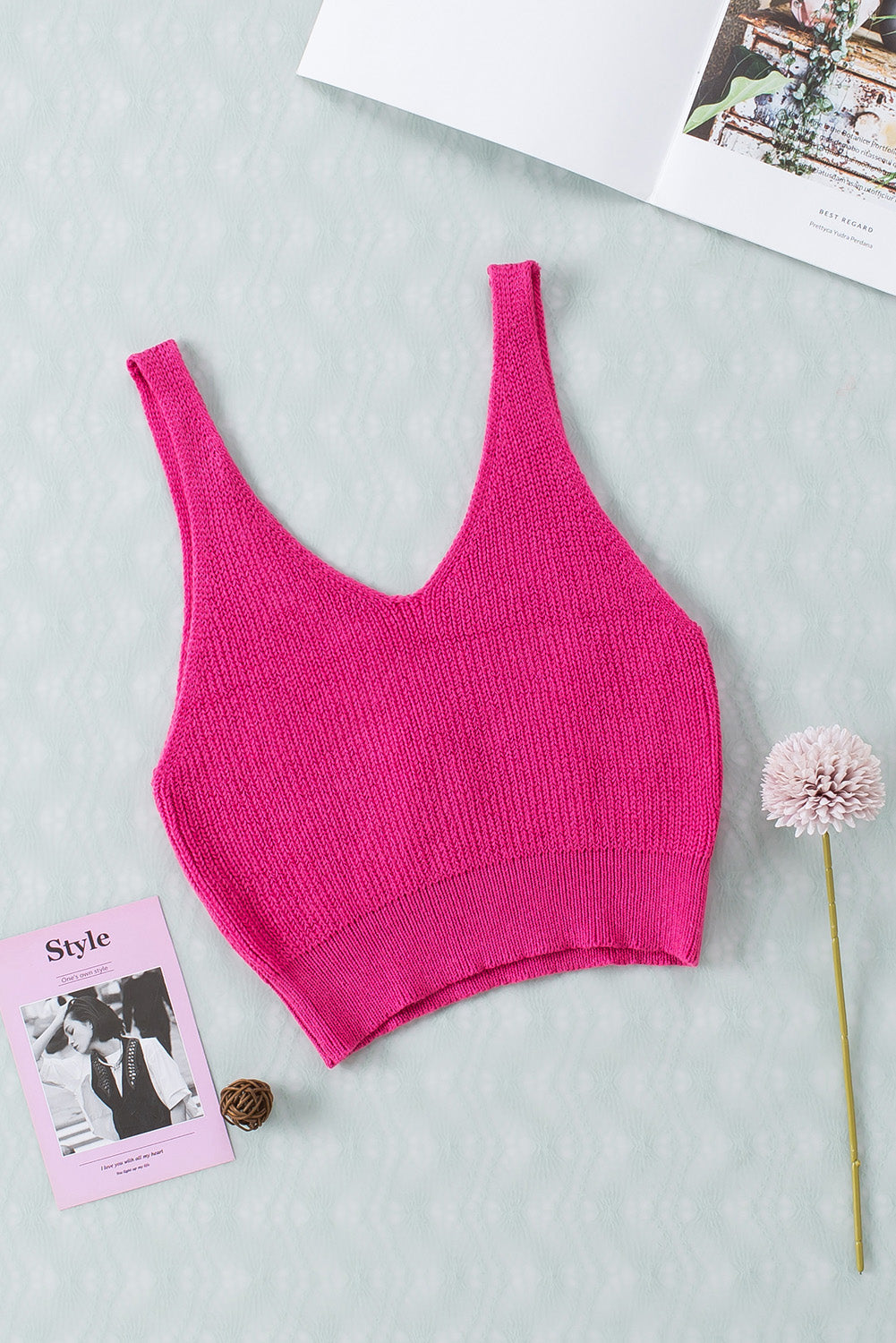 Rose Cropped Woolen Knit Vest