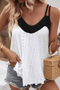 Two Tone Splicing Eyelet Textured Tank Top