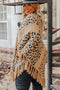 Leopard Plus Size Tasseled Hem Draped Poncho