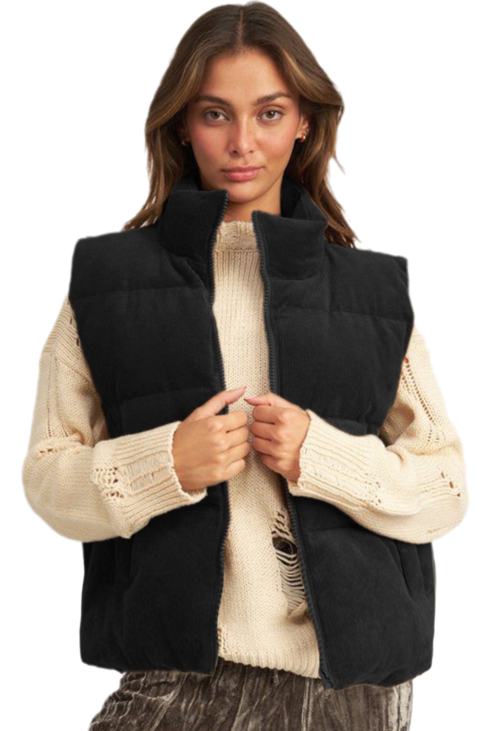 Black Fashion  Puffer Vest