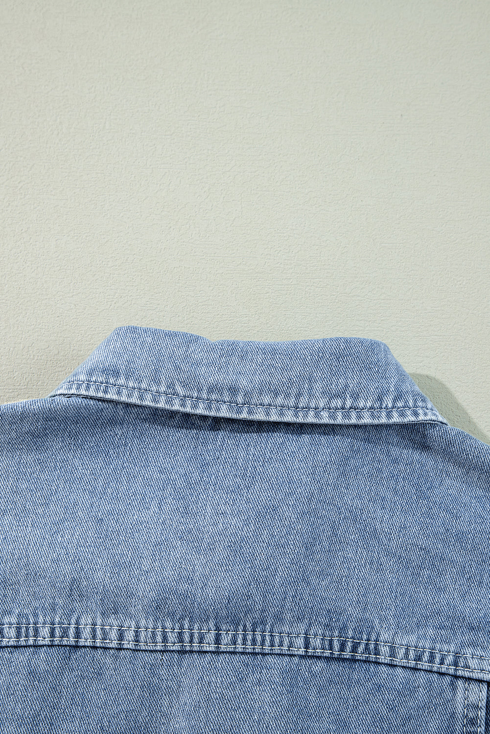 Denim Blue Ruffle Raw Hem Jacket