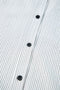 Black Stripe Roll-tab Sleeve Pocketed Long Shirt