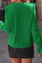 Bright Green Ruffles Cascading V Neck Shirt