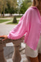 Barbie Pink  Puff Sleeve Crinkled Shirt