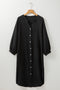 Sheer  Black 3/4 Sleeve Button Up Long Kimono