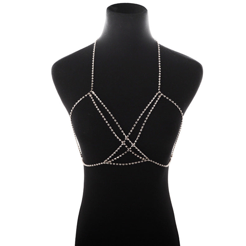 Sexy Necklace Criss Cross Rhinestone  Necklace Criss Cross