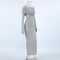 Sexy Slim Fit Cotton Knitted off Neck Sheath High Waist Dress Autumn Dress