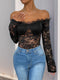 Perfee Lace Off-Shoulder Long Sleeve Bodysuit