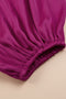 Bright Pink Asymmetrical Neck Balloon Sleeve Satin Blouse