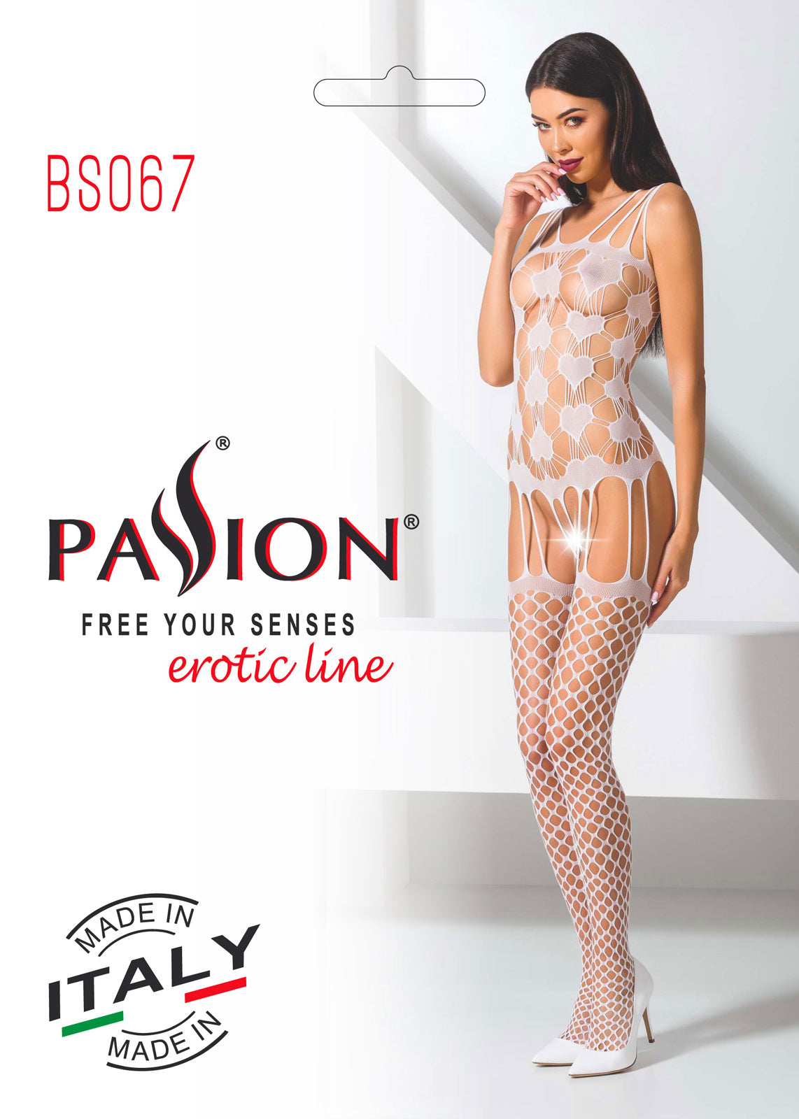 Ladies Sexy Patterned  Body Stocking w/ Garters Crotchless Made In Italy