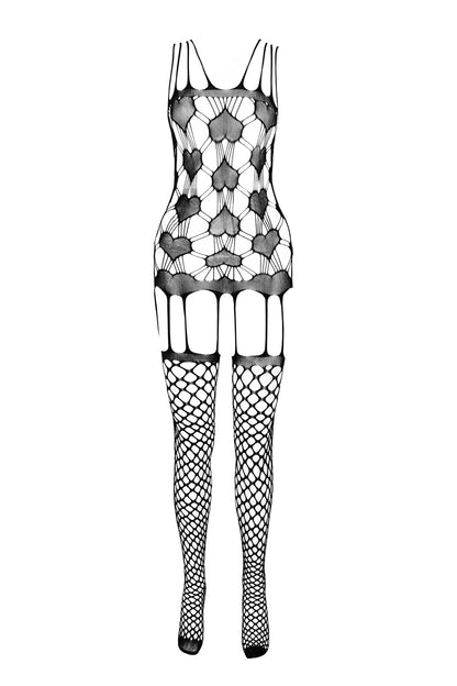 Ladies Sexy Patterned  Body Stocking w/ Garters Crotchless Made In Italy